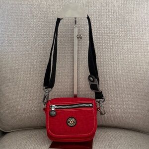Kipling Cherry Red Mini Bag with Black Strap